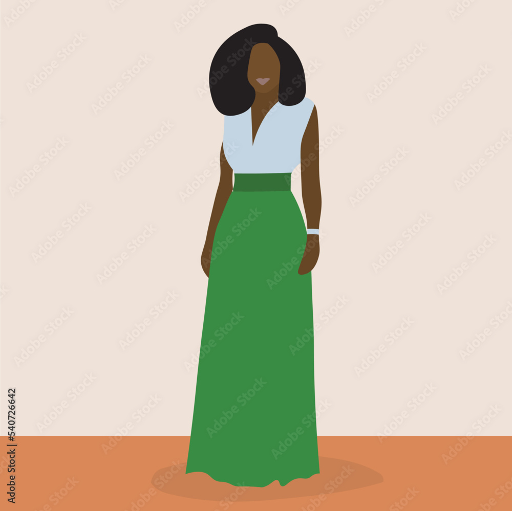Young Stylish African Model in elegant line art style vector Young Stylish African Model in elegant line art style vector