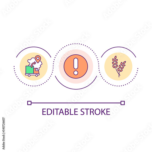 Ban wheat trade loop concept icon. Food market regulation. Delivering restriction. Limited export abstract idea thin line illustration. Isolated outline drawing. Editable stroke. Arial font used