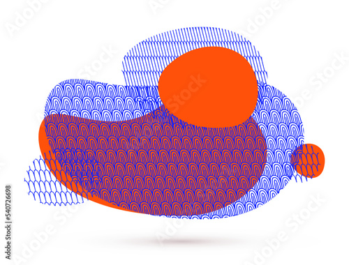 Oriental Japanese style vector abstract fluid flow illustration in red color isolated, background in Asian traditional style, lava shapes with patterns.