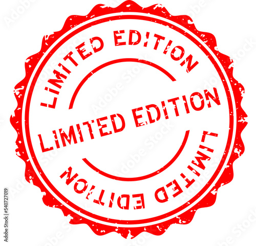 Grunge red limited edition word round rubber seal stamp on white background