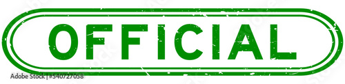 Grunge green official word rubber seal stamp on white background