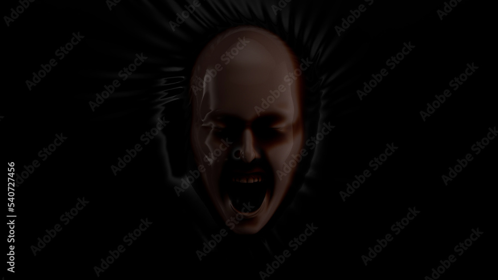Abstract spooky face. Black water horror background. Scary mannequin. 3d rendering Abstract spooky face. Black water horror background. Scary mannequin. 3d rendering