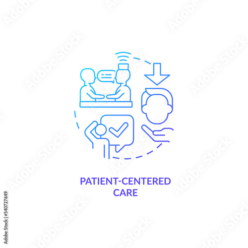 Person centered care blue gradient concept icon. Medical industry trend. Personalized medicine abstract idea thin line illustration. Isolated outline drawing. Myriad Pro-Bold font used