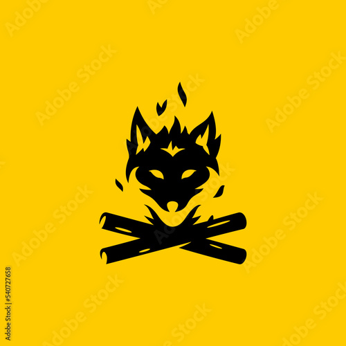 fox fire logo template vector graphic design