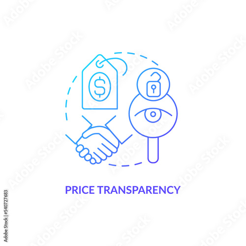 Hospital price standard blue gradient concept icon. Healthcare industry trend. Medical cost sharing abstract idea thin line illustration. Isolated outline drawing. Myriad Pro-Bold font used