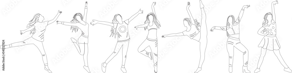 women rejoice dancing sketch ,contour isolated vector women rejoice dancing sketch ,contour isolated vector