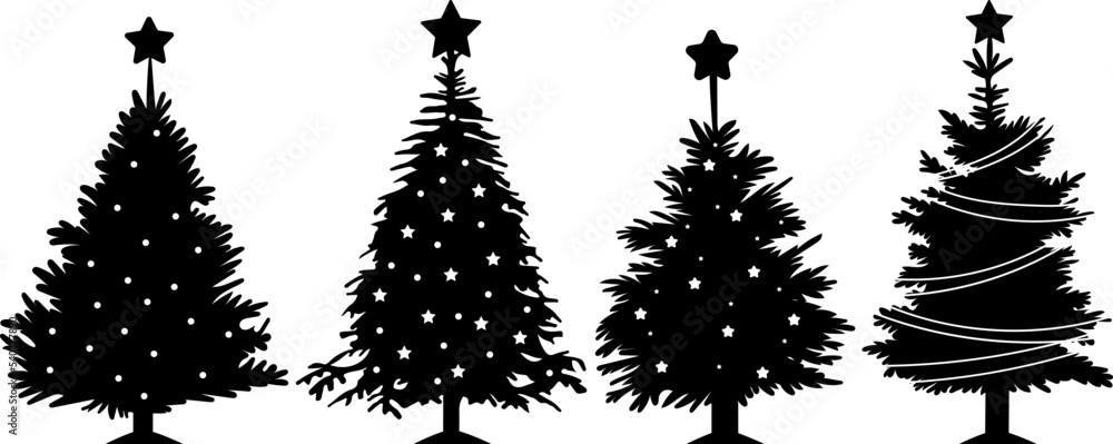 christmas trees silhouette design isolated vector