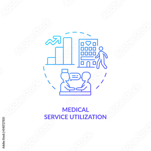 Medical service utilization blue gradient concept icon. Healthcare provider. Access to medicine abstract idea thin line illustration. Isolated outline drawing. Myriad Pro-Bold font used