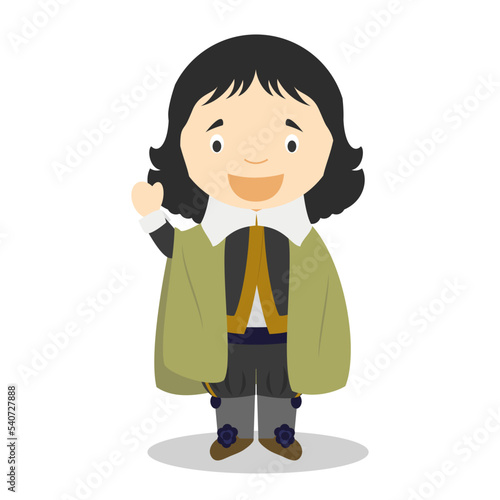 Blaise Pascal cartoon character. Vector Illustration. Kids History Collection.
