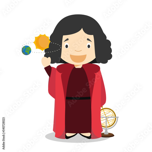 Nikolaus Kopernikus cartoon character. Vector Illustration. Kids History Collection.