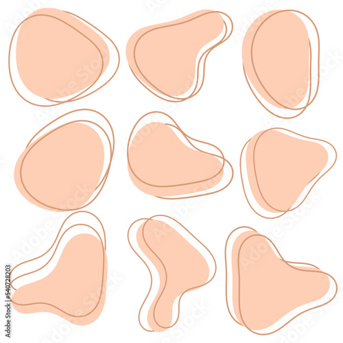 Pink Blobs Vector Collection Or Organic Shapes with abstract outline