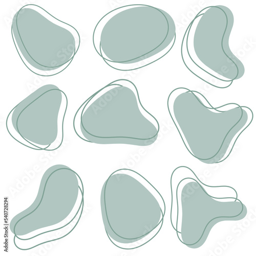 Pastel Color Blobs Vector Collection Or Organic Shapes with abstract outline