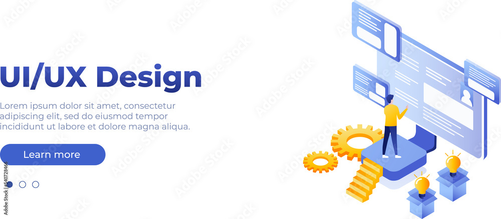 UI/UX design concept. Banner vector isometric illustration, ui concept ...
