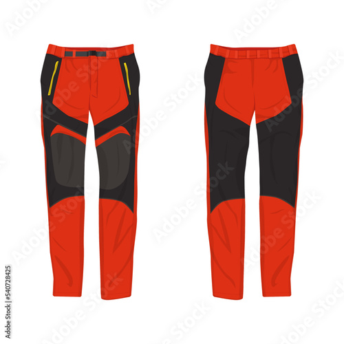 Mountain pants mockup. Waterproof pants. Parachute pants. Vector illustration