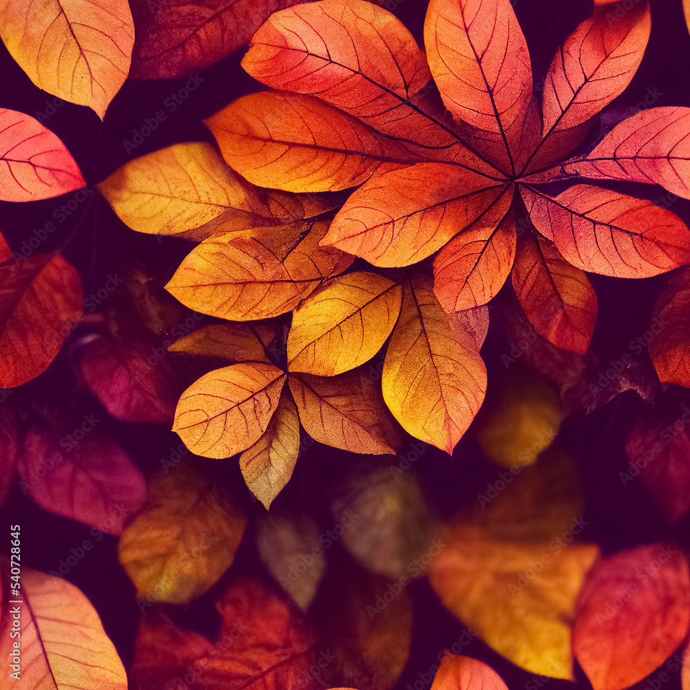 Autumn design, seamless pattern with texture, warm color tones and gradients, repeatable background.  Created with generative ai technology