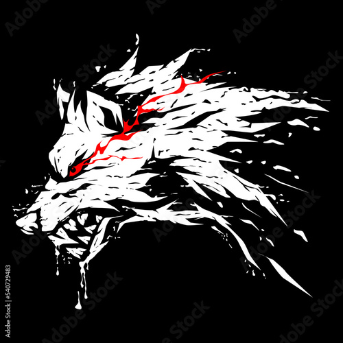 The angry red-eyed wolf is ready to eat its prey until the mucus comes out of its mouth