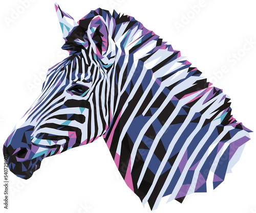 Illustration polygonal art of zebra head portrait.