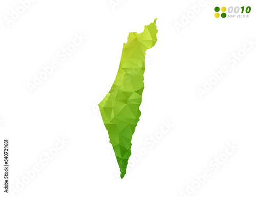 Vector Israel map green and yellow polygon triangle mosaic with white background. style gradient.