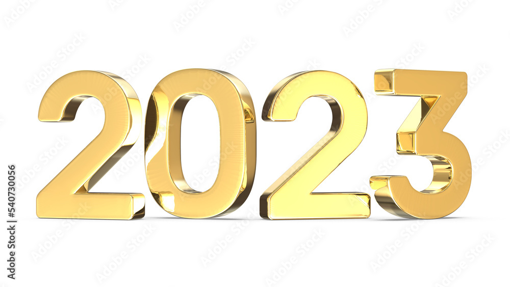 Happy new year 2023 gold 3d number element Happy new year 2023 gold 3d number element