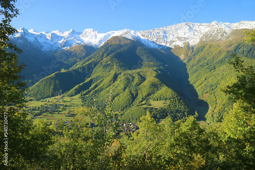 Stunning Landscape of Caucasus Mountains and the Valley in Upper Svaneti Region of Georgia