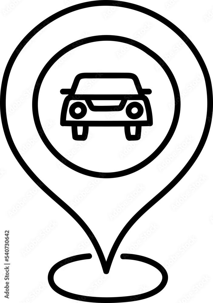 Hand drawn vector illustration pin map car Hand drawn vector illustration pin map car
