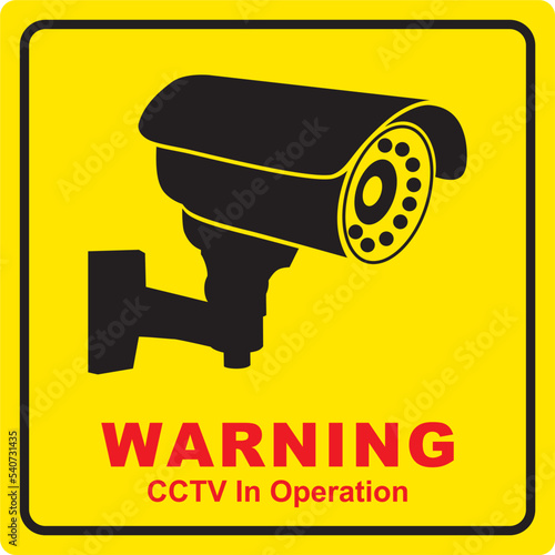 CCTV in operation warning sign vector
