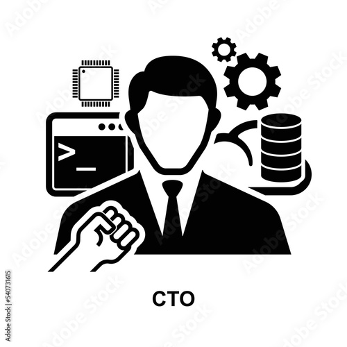 Chief technology officer  icon, CTO icon. Business concept background vector illustration.
