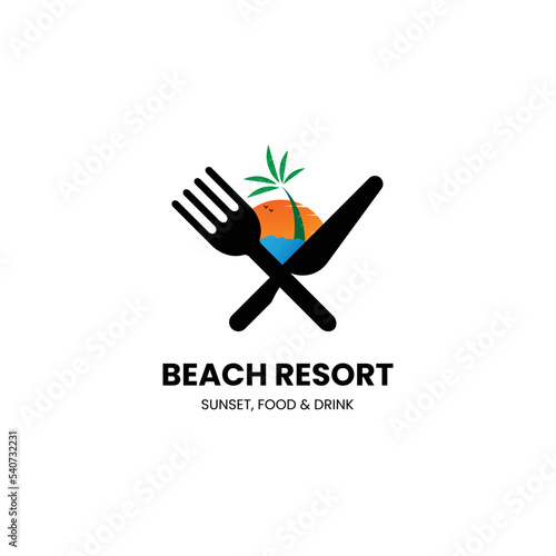 Beach resort logo design template