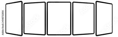 Tablet mockup isolated with transparent screen png in different viewing angles
