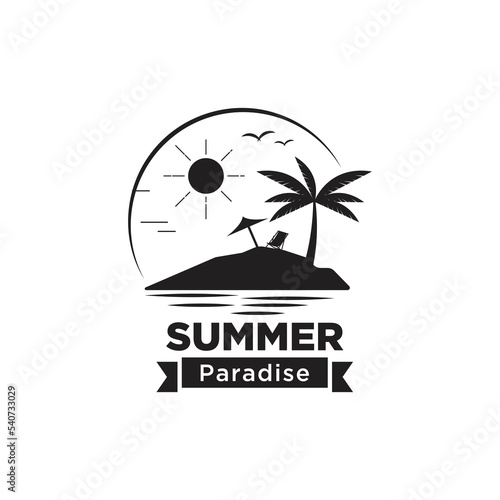 Summer beach paradise logo design template