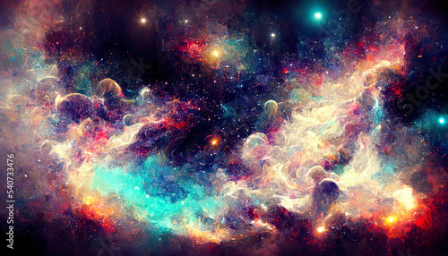 Space Nebula, colorful abstract background image, space, surreal explosion, colorful stars and asteroids, 3d illustration