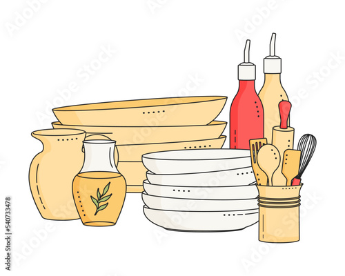 Hand drawn silhouette of kitchenware element. Cooking tool item isolated on white. Doodle style.
