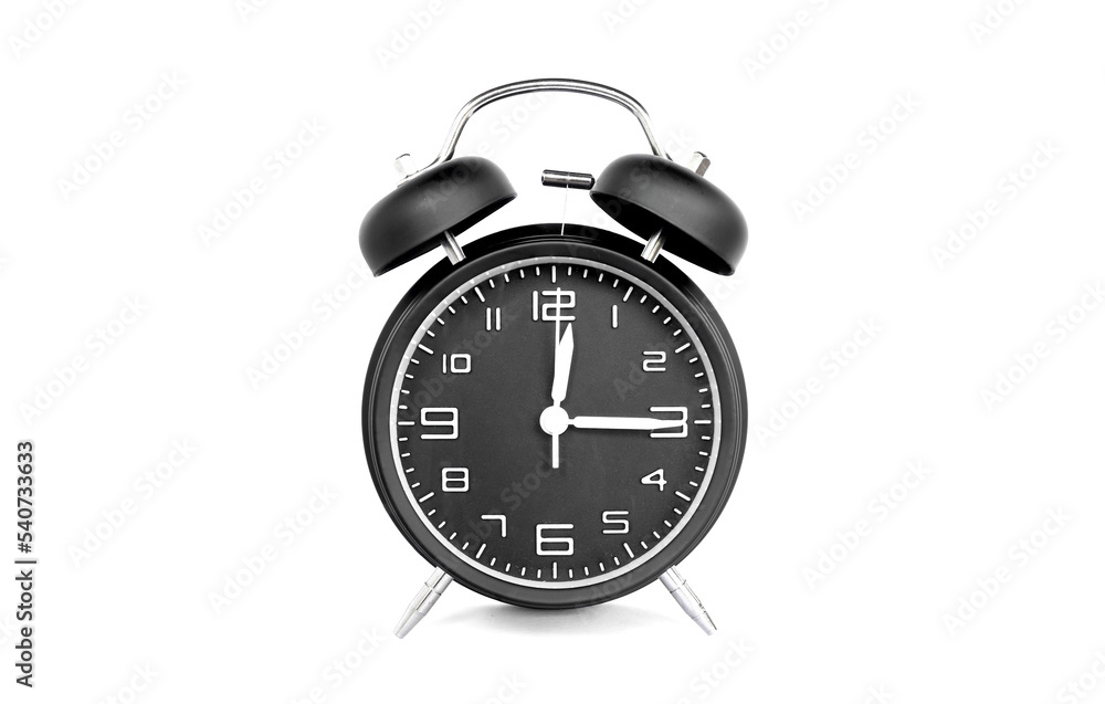black alarm clock isolated on white background black alarm clock isolated on white background