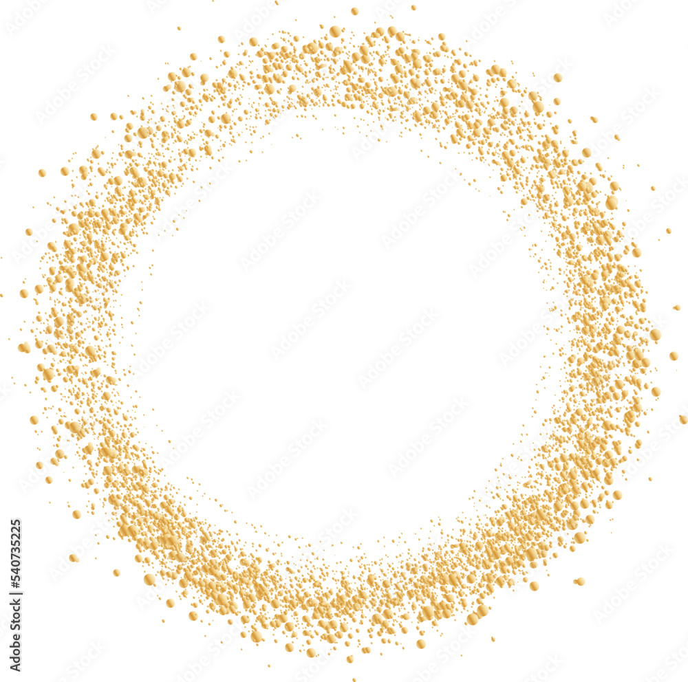 Golden dust dots circle frame. Abstract glitter background with sparcles. Copy space for text Golden dust dots circle frame. Abstract glitter background with sparcles. Copy space for text