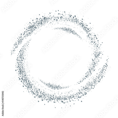 Silver dust dots circle frame on transparent background. Abstract glitter background with sparcles. Copy space for text