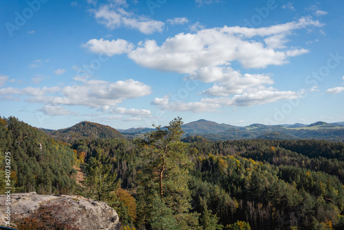Idyllic and panoramic view of Czech Republic, National Park, Bohemian Switzerland, České Švýcarsko, Jetrichovice