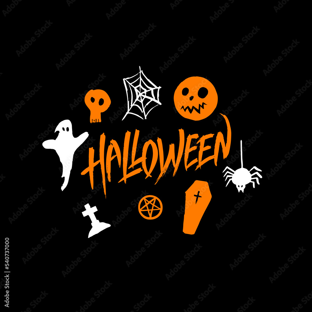 Halloween Black Greeting Card. Vector Illustration of Holiday October 31 Postcard. Halloween Black Greeting Card. Vector Illustration of Holiday October 31 Postcard.