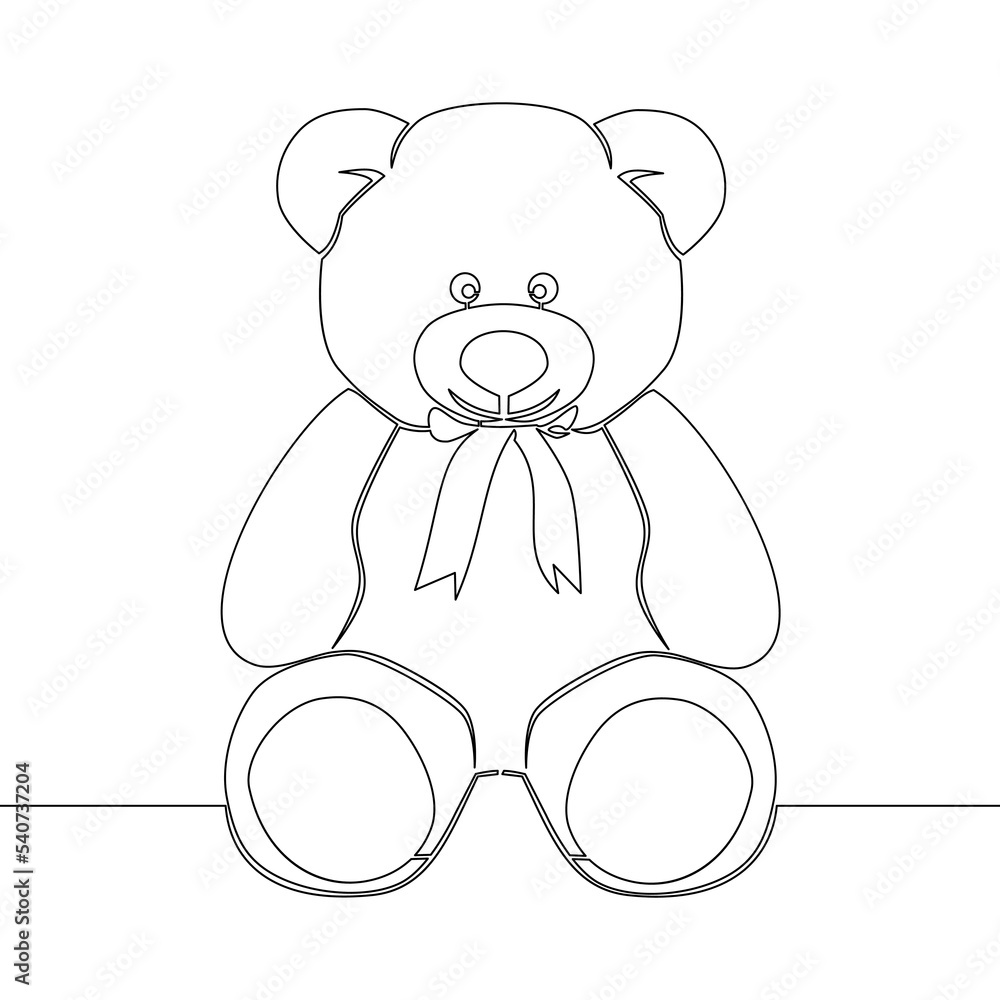 Continuous line drawing Bear plush toy teddy bear icon vector illustration concept Continuous line drawing Bear plush toy teddy bear icon vector illustration concept