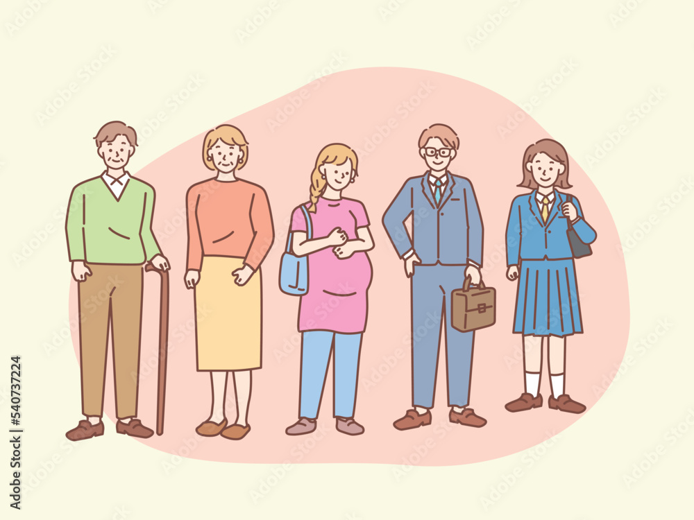 街のイラスト(老若男女、学生、社会人、妊婦、老人、環境、都会、人々、社会) Illustration of the city: men and women of all ages, students, working adults, pregnant women, elderly people, environment, city, people, society. 街のイラスト(老若男女、学生、社会人、妊婦、老人、環境、都会、人々、社会) Illustration of the city: men and women of all ages, students, working adults, pregnant women, elderly people, environment, city, people, society.