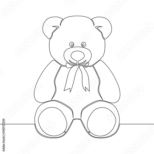 Continuous line drawing Bear plush toy teddy bear icon vector illustration concept