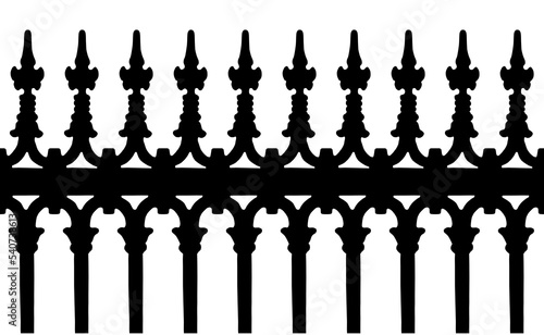 Old Turkish wrought iron grating - black seamless pattern isolated on white background for easy selection - useful for 3D rendering