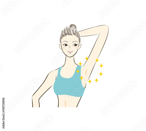 女性　わき脱毛　イラスト