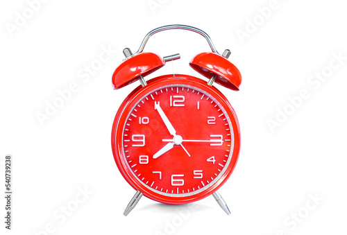 red alarm clock isolated on white background