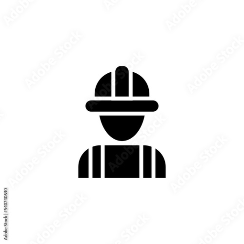 Industrial workers with gear icon in flat style. - Teamwork business icon