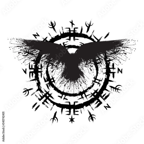 Scandinavian viking black raven symbol