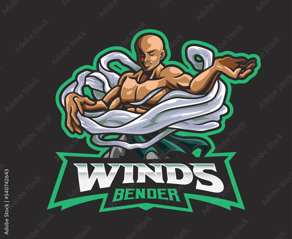 Man with wind power mascot logo design