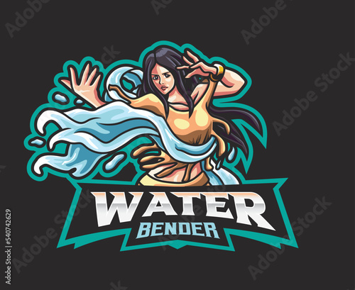 Woman with water power mascot logo design