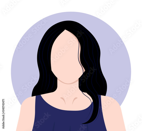 Flat vector illustration of a young woman with wavy hair