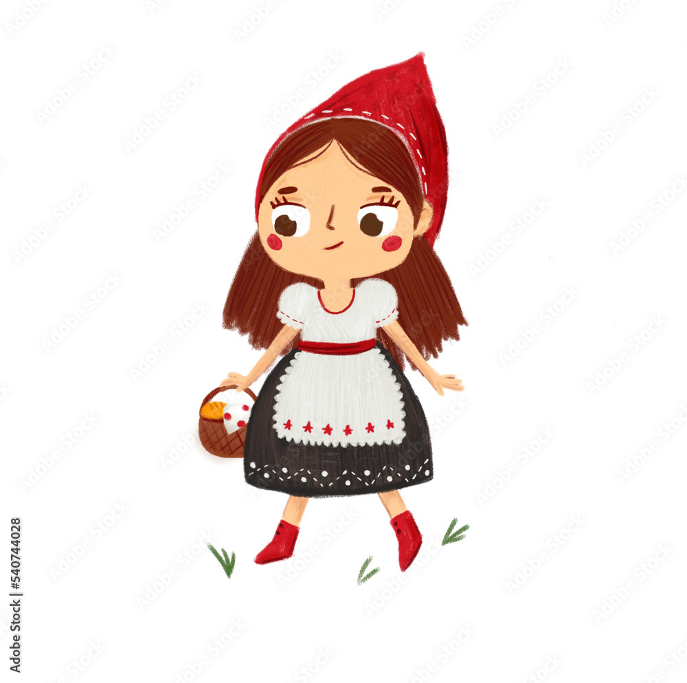 Cute Red riding Hood. Cartoon fairy tale character Cute Red riding Hood. Cartoon fairy tale character
