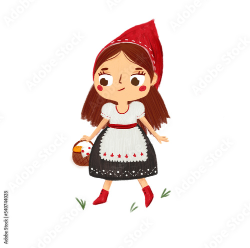 Cute Red riding Hood. Cartoon fairy tale character